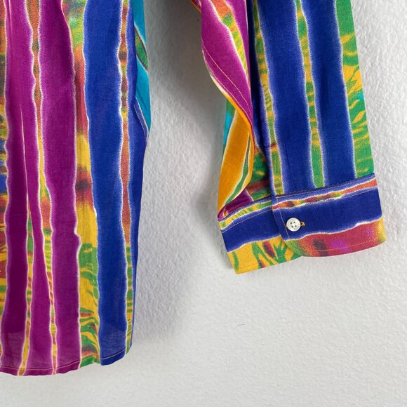 NEW Lauren Ralph Lauren Petite Large Striped Shirt Colorful Multicolor Blouse - Picture 10 of 10